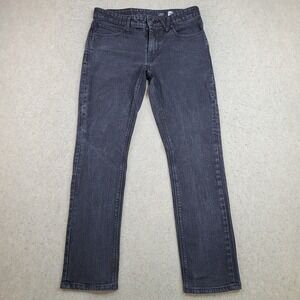 Volcom Vorta‎ Jeans Mens 30x29 Black Denim Slim Straight Skater Faded